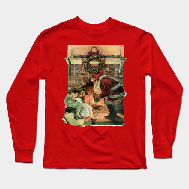 Vintage Santa Claus on Christmas Eve Long Sleeve T-Shirt by MasterpieceCafe